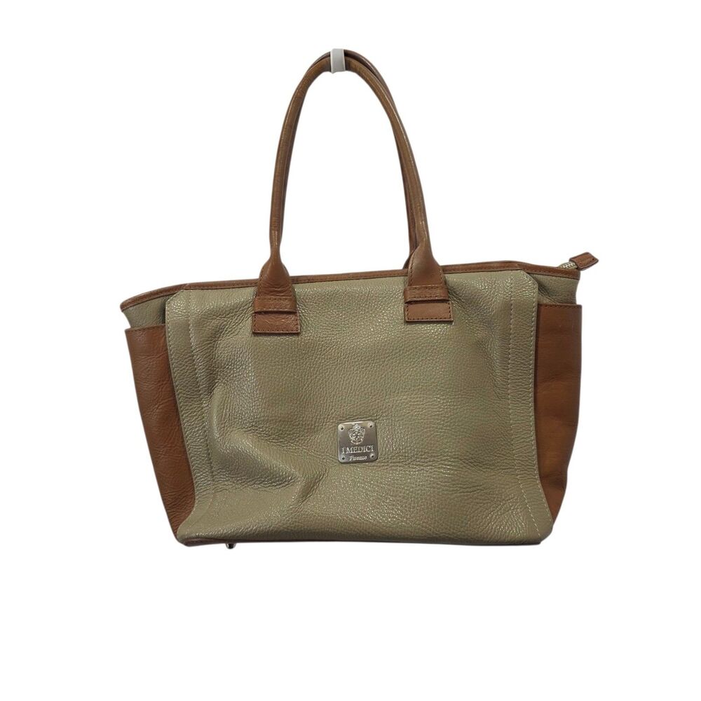 I Medici Firenze Italian Leather Tote Bag Taupe Brown Pebbled Shopper Purse